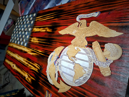 USA Marine EGA wood flag