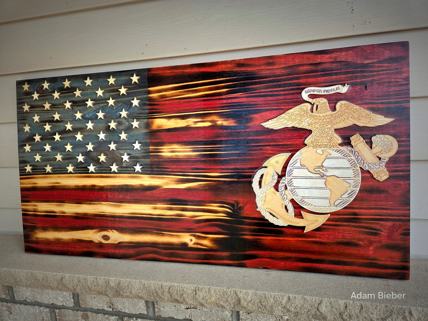 USA Marine EGA wood flag