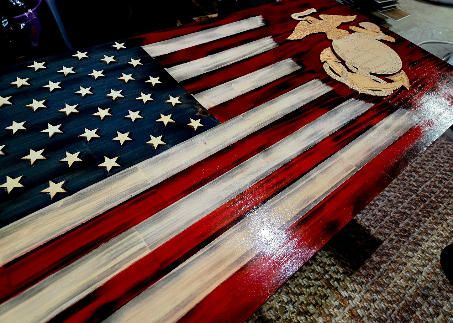 USA Marine EGA wood flag