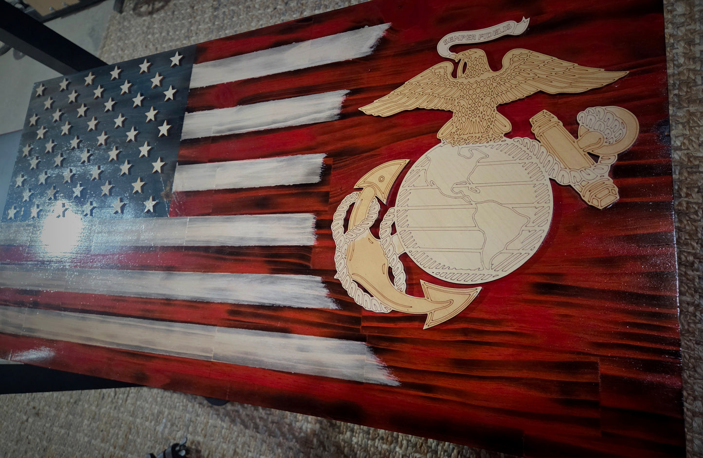 USA Marine EGA wood flag